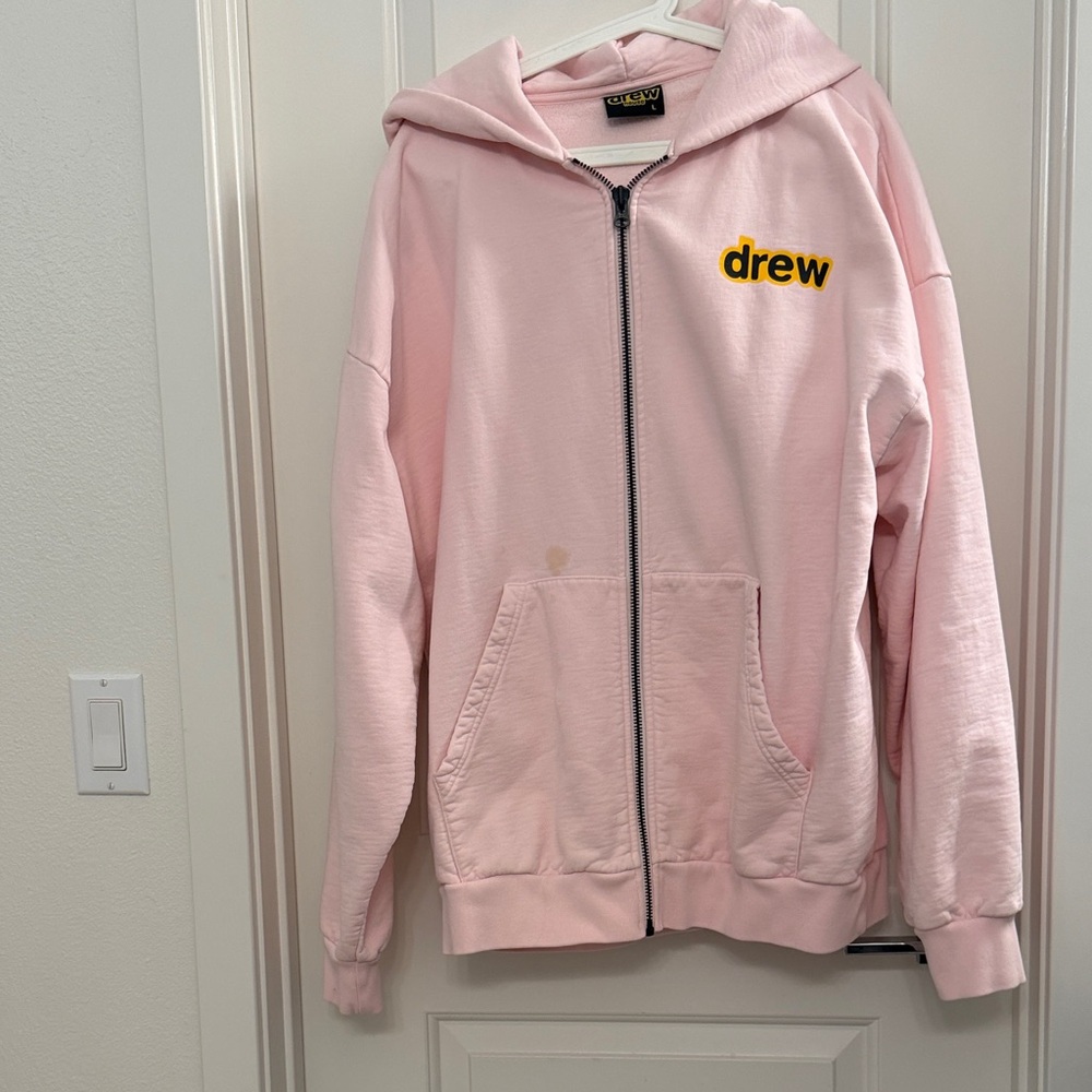 DREW Light Pink Hoodie with Yellow Logo